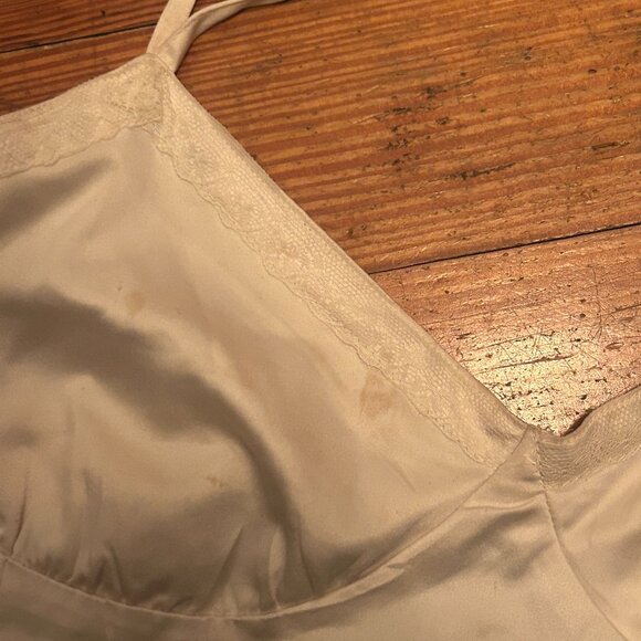 Vintage Satin Cream White Corset Style Open Back Top - Picture 4 of 6